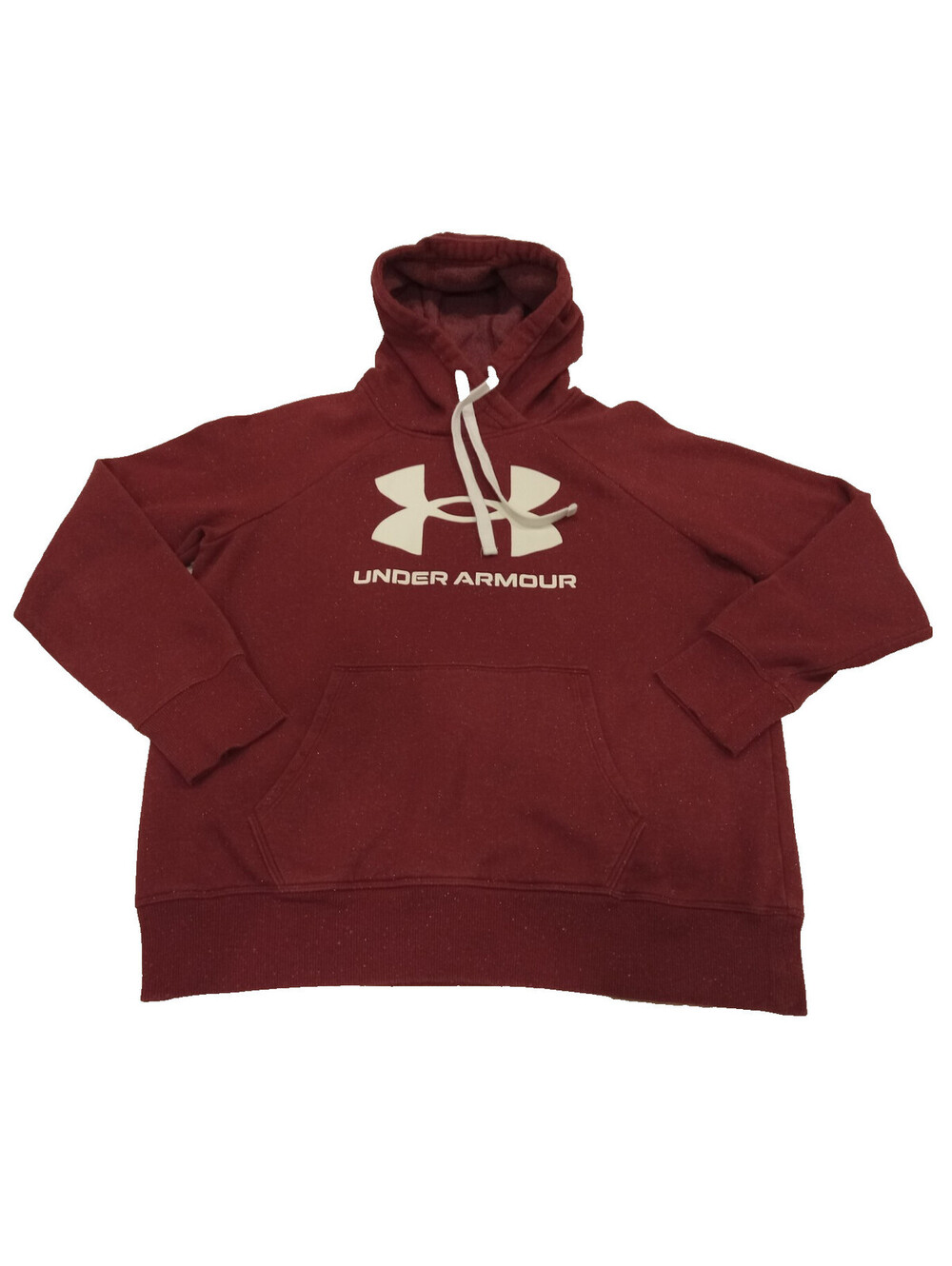 Under Armour Hoodie Womens Small Maroon Rival Fleece Big Logo Pullover Loose Fit
